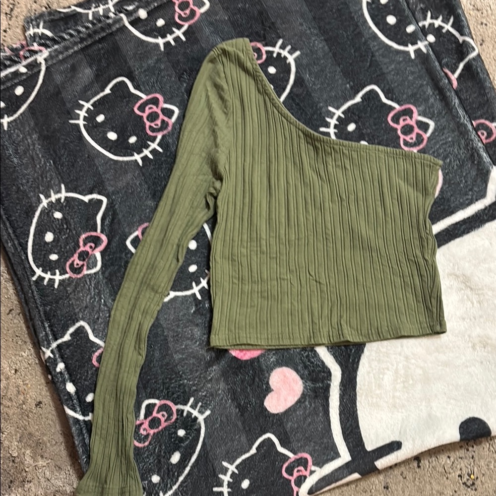 Olive Green One-Shoulder Top